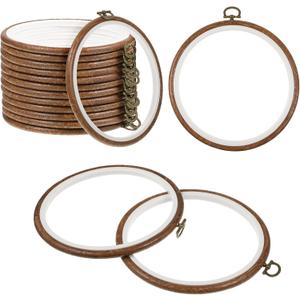 15Pcs 6 Inch Round Embroidery Hoops Frame, Circle Display Cross Stitch Hoop Frame Imitated Wood Embroidery Frames for Art Craft Handy Sewing Decoration