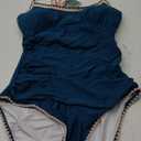 Eomenie Women's One Piece Swimsuit Tummy Control Slimming Bathing Suit Ruched Swimwear Tie Back Shell Stitch Swim Suit M