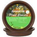 Plant Saucer 10 inch, Heavy Large Planter Durable Thicker Plastic Plant Trays for Indoors and Outdoor, Plant Saucer Drip Trays,Brown(10" - 6 Pack)