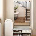 FORBATH Black Bathroom Mirror, Rectangular Vanity Mirror 30 x 48 Inch Wall Rounded Corner Metal Framed Bathroom Mirror for Living Room Bedroom Entryway Decor (Horizontal/Vertical)
