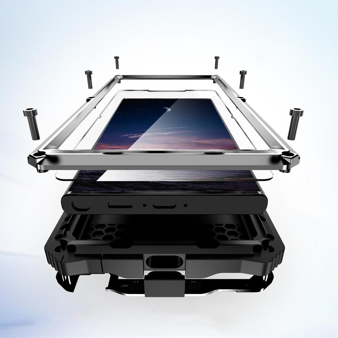 Lunivop for Samsung Galaxy S24 Ultra Case Heavy Duty Metal Phone case para Built-in Screen Lens Protection Protective dust Proof Military Grade Rugged [The Fingerprints Don't Work] Silver