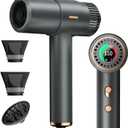 Hair Dryer, 110,000RPM High Speed Blow Dryer, 200 Millions Ionic Hairdryer with HD Display, 2000W Professional Hair Dryers with Diffuser and Nozzle, 4 Temps and 3 Speeds (Gray)