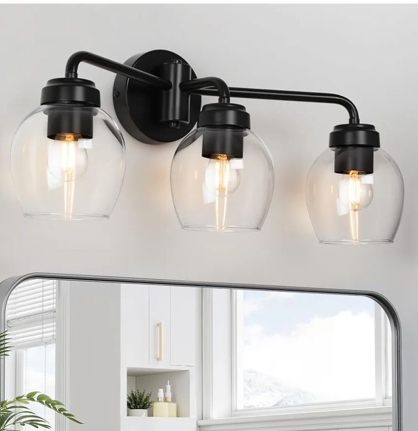 Light Bathroom Light Fixtures, Black Modern Vanity Light Over Mirror, ETL Certified, E26 Base-Perfect for Bathroom, Bedroom, Hallway,or Mirror Lighting