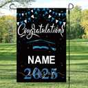 Graduation Flags Personalized 2025, Graduation Garden Flag Double Sided Class Of 2025, Congrats Grad Garden Flags For Outside Yard Decoration, 18x12 Inch (Black Blue)
