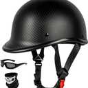 Yesmotor Vintage Motorcycle Half Helmet - Lightweight Low Profile Open-Face Half-Face Helmet DOT Approved (Carbon Fiber, L)