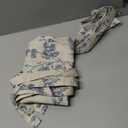 jinchan Floral Kitchen Curtains 24 Inch Linen Tier Curtains Farmhouse Cafe Half Window Drapes Over Sink Light Filtering Blue on Beige for Living Room Laundry Tie Top 2 Panels