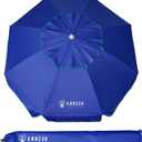 AMMSUN 6.5 ft Heavy Duty Beach Umbrella for Sand with tilt Air Vent Sun Shelter, UV 50+ Protection Outdoor Sunshade Umbrellas and Parasols with Carry Bag for Patio Garden Beach Pool Backyard Navy