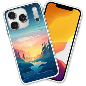 Compatible for iPhone 17 Pro Case, Abstract Mountain Shockproof Protective Clear Cover Case for Women Girls