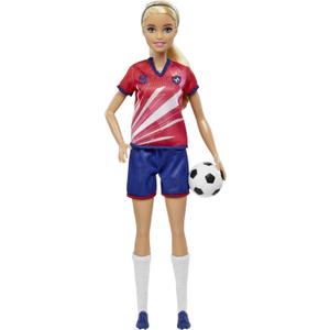 Barbie Careers Fashion Doll & Accessory, Soccer Player with Blonde Ponytail, #9 Uniform, Tall Socks, Cleats & Ball (Multicolor)