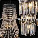Wellmet Black Modern French Empire Crystal Chandelier, Luxury Crystal Chandelier, 15-Light French Pendant Light, for Living Room, Entryway, Dining Room, Foyer, Bedroom, 23.23"L x 23.23"W x 45.98"H