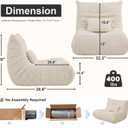 Bean Bag Chair with Lumbar Pillow, Gaint Bean Bag Chairs for Adults, Oversized Corduroy Beanbag Chair with Memory Foam Filled, Lazy Floor Sofa for Reading Gaming Living Room Bedroom (Beige)