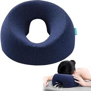 SKYIMOOO Face Down Pillow, Massage Headrest for Bed, Massage Face Cradle for Bed, BBL Pillow After Surgery Post Eye Surgery Vitrectomy Recovery (Navy Pro)