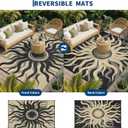 Garvee Outdoor Rug 6x9 Waterproof Patio Rugs with Boho Sun Pattern, Reversible Plastic Straw Camping Rugs Outdoor Indoor RV Mat Carpet for Deck, Backyard, Picnic, Porch, Balcony, Beach, Black