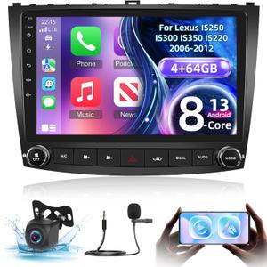 [8-Core 4+64G] for Lexus IS250 IS300 IS350 IS220 2006-2012 Android Radio, 10.1 inch IPS Touchscreen Upgrade Stereo - Wireless Carplay & Android Auto, WiFi, DSP, GPS, 59UI, Customize Homepage + Canbus