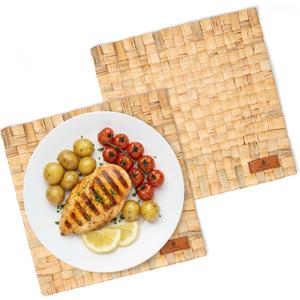 Natural Water Hyacinth Placemats, Handwoven Square Table Mats, Heat-Resistant Dining Set, 8x8, 10x10, 12x12 Inch Options (Set 2, 12 in Square)