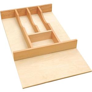 Silverware Drawer Organizer - Trim-to-Fit with Adjustable Dividers for Kitchen Utensil Storage, Beech Wood Frame with 11 Sizes (12.63" W x 22" D)