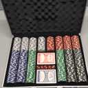 Comie Poker Chips,500PCS Poker Chip Set with Aluminum Travel Case,11.5 Gram Poker Set for Texas Holdem Blackjack Gambling (Red Green Black White Blue - 500 Chips)