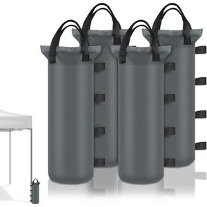 4 Sand Bags for Weight, Heavy Duty Sandbags for Canopy Legs, Extra Large Pop Up Tent Weights, Canopy Weight Bags for Gazebo, Outdoor Sun Shelter, Umbrella - Gray, 6"20", Without Sand