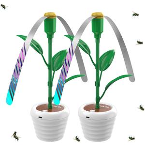 Fly Fans for Tables, Flowerpot Modeling Fly Repellent Outdoor Indoor, Portable Tabletop Food Fans for Camping, Picnic, Fishing, USB & Battery Powered (2 Packs)