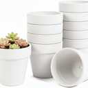White 4 Inch, Terracotta Clay Pots with Drainage Holes, Pack of 20, for Succulents and Plants, DIY Crafts