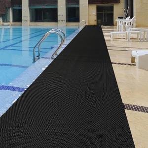 WLWLEO Pool Mat for Deck Non Slip Drainage Floor Mats 3x10 Ft PVC Heavy Duty Commercial Anti Slip Anti-Fatigue Pads Restroom Garage Basement Outdoor Indoor Door Rug Entrance Mat,Black, 3×10ft/0.9 * 3M