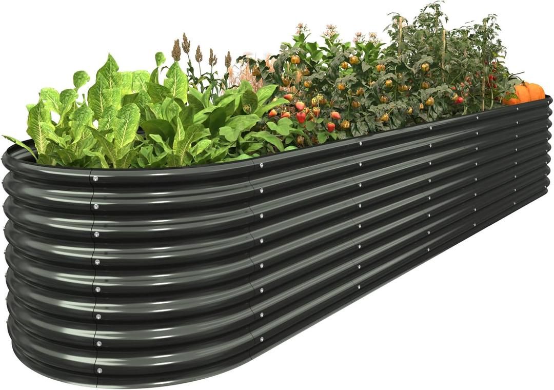 FRIZIONE 12FT(L)3FT(W)2FT(H) Raised Garden Bed Outdoor, Raised Garden Beds for Flower, Raised Planter Box Outdoor for Herb, Vegetable-Gray