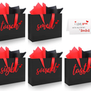 Epoesch 4 Senses Gift Bags for Him With Labels Includes Tissue Paper & Greeting Card, Unique Birthday, Valentine‘S Day, Anniversary, Wedding Gifts for Boyfriend, Bf or Husband (Black with red lettering)