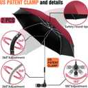 2 PACK Beach Umbrella with Clamp, 360 Adjustable Umbrellas for Chair, UPF50+ Umbrella for Beach Chair, Patio Chair, Wheelchair, Camping Chair, Golf Carts, Garnet Red (Chair Not Included)