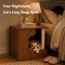 Wooden Cat House Side Table with Storage, Cat Nightstand End Table