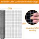 Gartist 1/2inch 16"x50' Chicken Wire Fencing Roll, Galvanized Hardware Cloth, 19Ga Hot-Dip Welded Preventing Snakes, Raccoons and Foxes