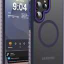 DEERLAMN Strong Magnetic Case for Samsung Galaxy S24 Ultra 6.8-Inch,[Compatible with Magsafe][Military Grade Drop Protection] Translucent Matte Shockproof Protective Phone Cover, Frosted Purple