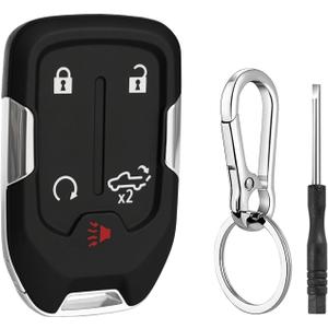 5 Button Key Fob Case for Chevy Silverado GMC Sierra 1500 2500 HD 3500 HD 2019 2020 2021 2022 2023 2024 HYQ1EA HYQ1ES Car Keyless Entry Smart Remote Key Fob Shell Cover Replacement with Keychain