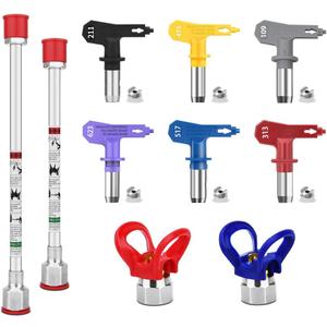 10 Pieces Airless Paint Sprayer Gun Accessory Set Equipped with 2 Extension rods 6 Spray Tips and 2 Nozzle Seats Suitable for Home Renovation .（109, 211, 313, 415, 517, 623）