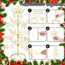 2 FT Jesus Iron Christmas Tree Ornament Display Stand with Hanger Hook Metal Ornament Display Tree Stand Hanger for Jesus Christmas Balls Bauble Decorations Gift Craft Tabletop (Gold)