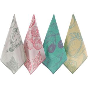 sea me at home Dish Towels for Kitchen, Jacquard Tea Towel Set, Stylish and Functional, A Great Gift for Any Home, 100% Turkish Cotton Towel Set of 4 (Garden Vegetables)