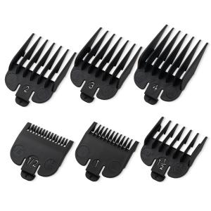 Clipper Guards Set Compatible with Most Wahl Clippers, Clipper Guides Replacement - 1/16" to 1/2", 6 Piece Set, Black Color
