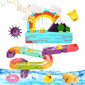 Bath Duck Toy with Light and Music, Toddlers Bathtub Toy with Marble Run, Floating Swimming Duck, Baby Shower Toy