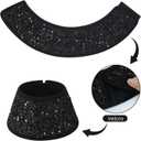 2 x 7.5 Inch Glittering Christmas Tree Collar, Sequin Rustic Mini Tree Skirt Base Cover for Small Tabletop Trees, Holiday Home Decor Gift, Black