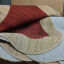 GarveeHome Washable Rug 9x12 Area Rug for Bedroom Farmhouse Scalloped Living Room Rug Non Slip Large Area Rug Low Pile Throw Rugs Stain Resistant Carpet for Dining Room, Red 9'x12'