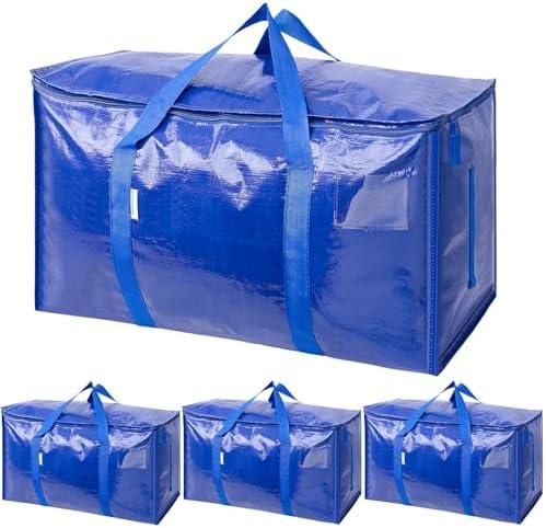 TICONN 3 Pack Extra Large Moving Bags with Zippers & Carrying Handles, Heavy-Duty Storage Tote Moving Boxes for Space Saving (3 PK, 18 Gallon)