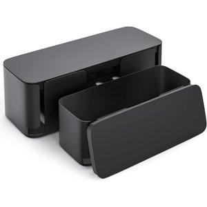 YECAYE 2 Pack Cable Management Box, Pet Friendly Cable Box Organizer for Home & Office, Child-Proof Floor Cord Cover, Cord Management and Cord Hider, Black (Large)