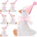 Poen 6 Sets One Silly Goose Birthday Party Decorations 5" x 6" Bow Silly Goose Pinatas Baby Shower Photo Props First Birthday Party Supplies Centerpieces(Pink)