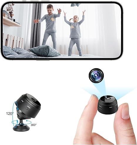 Hidden Spy Camera for Home Use, Mini Security Wireless WiFi Camera, HD 1080P Indoor/Outdoor Night Vision Nanny Cam for Baby, Pets, Compatible with Smartphone, Tablets
