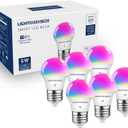 Lightinginside E26 Smart Light Bulbs 50W Equiv., G16.5 A15 RGBCW Small Chandelier Ceiling Fan Smart Bulb Works with Alexa/Google Home/Smart Life, 5W 550LM, 2.4G WiFi Bluetooth Bulb, ETL Listed, 6PCS