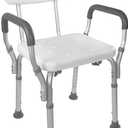 Vaunn FSA/HSA Eligible Medical Shower Chair Bath Seat with Padded Arms, Removable Back and Adjustable Legs for Bathtub Safety and Supports Weight up to 350 lbs