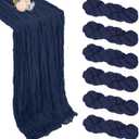 6 Pack Navy Blue Cheesecloth Table Runner 10ft Boho Gauze Fabric Cheese Cloth Table Runner 35 x 120 Inch Rustic Sheer for Romantic Wedding Decor Baby Shower Party Table Decoration