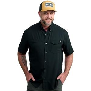 HUK Tide Point Solid Short Sleeve Shirt, Button Down for Men XL