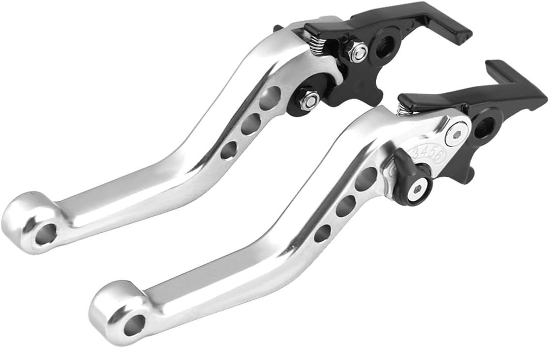 CHICIRIS Motorcycle Levers, 1 Pair CNC Aluminum Alloy Motorcycle Scooter Modification Double Disc Brake Lever (White)