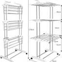 Bigzzia 4 Tier Folding Drying Rack Clothing Clothes Horses Rack Stainless Steel Laundry Drying Rack (Grey White, 4 Tier)