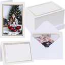 50 Count Photo Frame Cards with Envelopes 4x6 Paper Picture Frame Notecards Photo Card Holder for Christmas Greeting New Year Birthday Wedding Classroom DIY Craft - White with Gold Lining